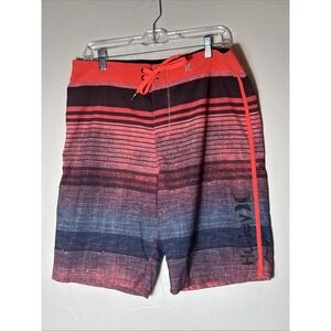 Hurley Phantom Board Shorts Mens 34 Striped Neon & Black Swim Drawstring